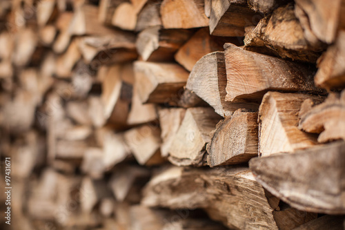 background of Heap firewood stack, natural wood