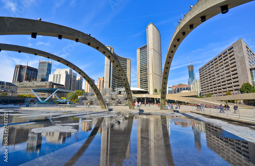 View of Nathan Phillips Square and City Hall in Toronto