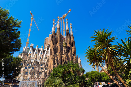 Sagrada Familia - Barcelona Spain / The famous Catholic basilica of the Sagrada Familia in Barcelona, Catalonia, Spain. Designed by Antoni Gaudi. Start of construction, 1882