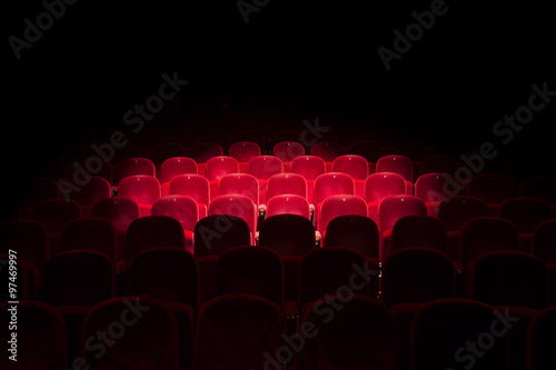 Lights on red seats in a theater