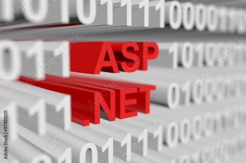 ASP.NET presented in the form of a binary code with blurred background