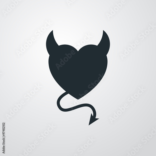 Icono plano corazon diablo sobre fondo degradado #1