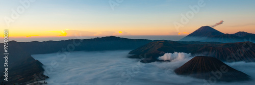 Stunning Sunset and Layer of Mist at volcano Bromo