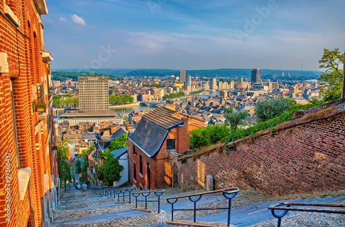 View over montagne de beuren stairway with red brick houses in L