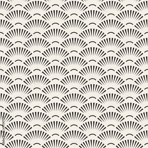 Vector Seamless Black and White SunBurst Lines Fan Shape Pattern