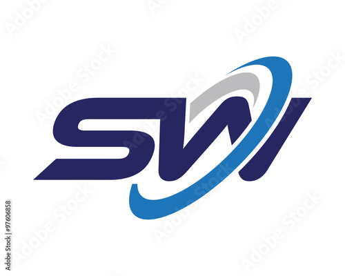 SW Letter Swoosh Wave Logo