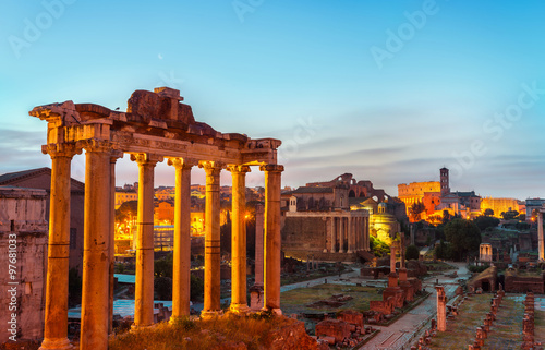 Aerial view of Roman forum in Rome