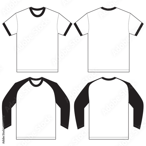 Black White Ringer T-Shirt Design Template