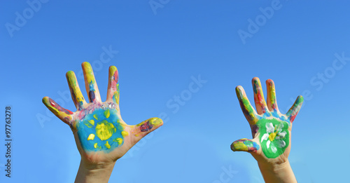 Painted kid hands