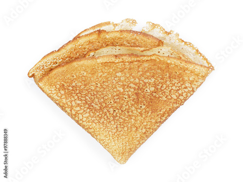 fresh hot blinis or crepes isolated on white