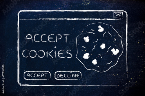 flat illustraion of a funny pop-up about browser cookies