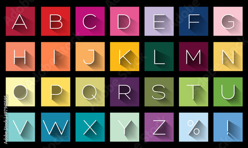 Flat Design Letters, icons alphabet concept background