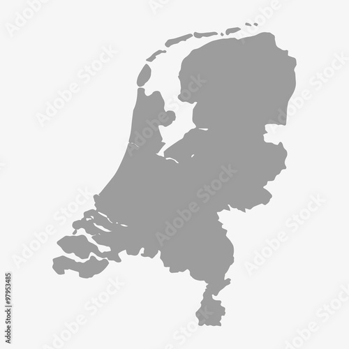 Map of Netherlands in gray on a white background