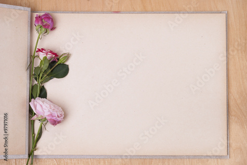 photo album and roses