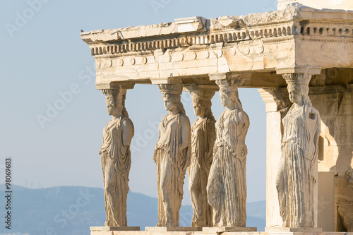 Caryatids statues at Acropolis in Greece. 