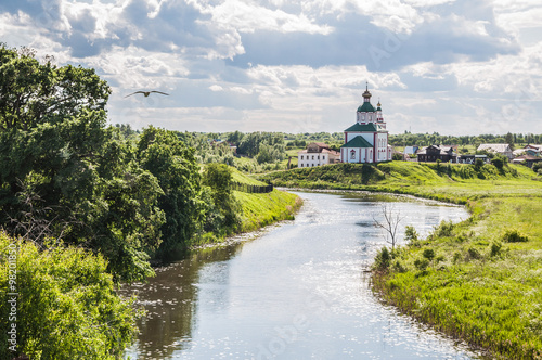 Church of Elijah the Prophet on Ivanova mountain or Elias Church - Orthodox church in Suzdal, on the banks of the Kamenka River, Russia. Gold ring of Russia.