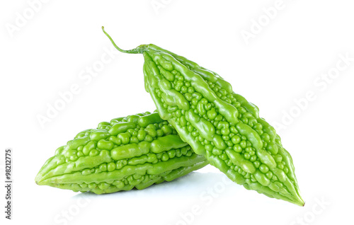 Fresh bitter gourd isolated on white background