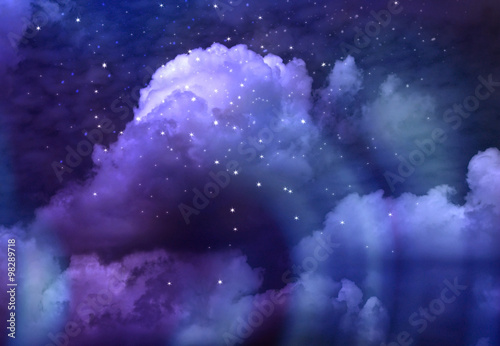 Sky Background with Stars and Clouds