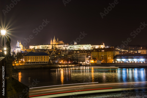 Night view on Charles Bridge and Prague Castle, Czech Republic