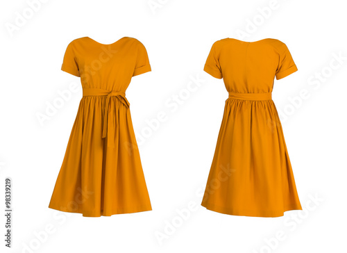 Orange dress isolated on white