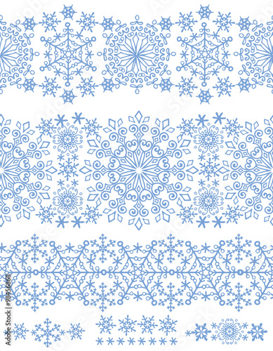 Snowflakes seamless border.Winter pattern lace