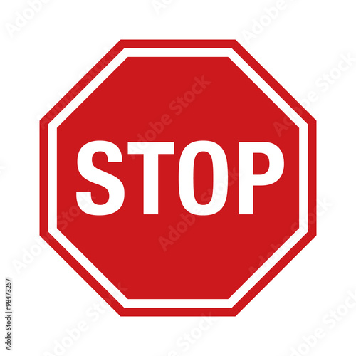 Red stop sign icon with text flat icon for apps and websites