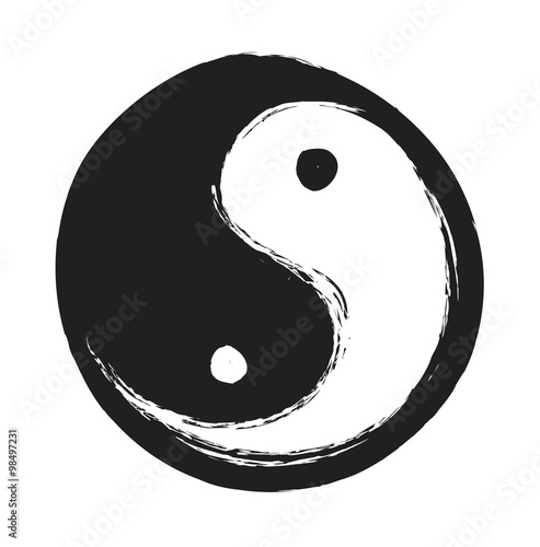 hand drawn ying yang symbol of harmony and balance, design element
