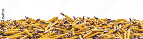 Pencil pile / 3D render of hundreds of yellow pencils