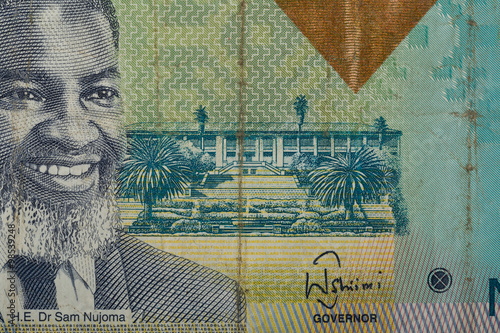 Detail of 10 Namibian dollars banknote