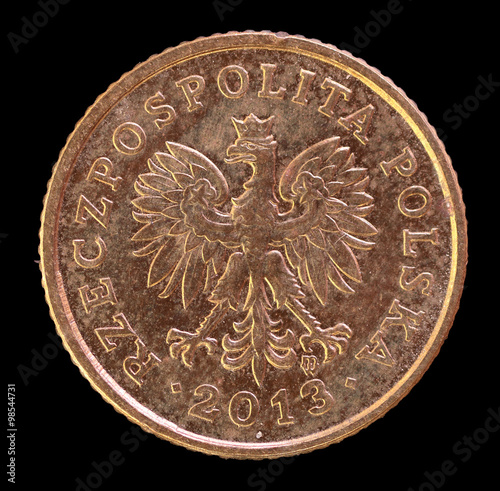 Head of 1 grosz coin, issued by Poland in 2013 depicting the eagle