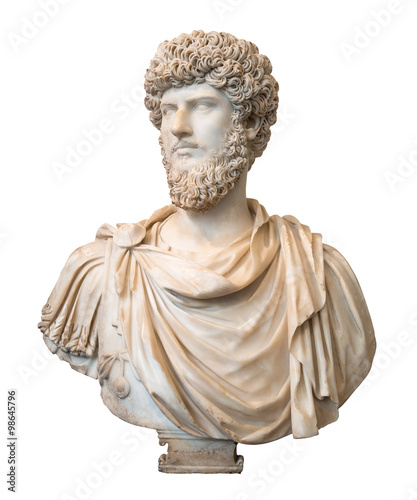 Bust of the roman emperor Lucius Verus isolated on white