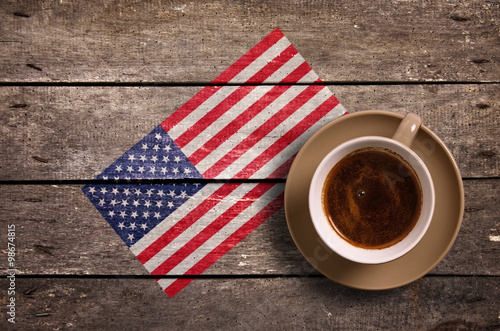 USA flag with coffee