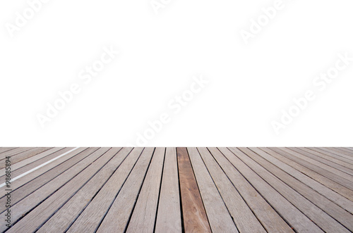 Wood floor texture in dark color tone isolated on white background, perspective view alignment