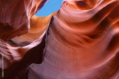 Colorful slot canyon cave walls of Antelope Canyon located in southwest Arizona