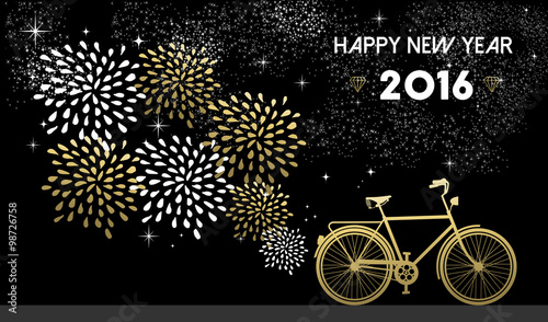 New Year 2016 bike gold firework night star