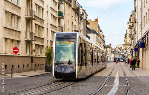 Wireless tram in the city centre of Tours - France