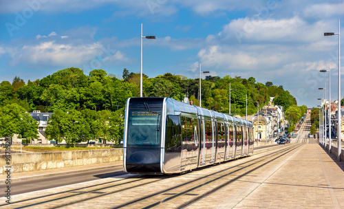 Wireless tram on Pont Wilson Bridge in Tours - France