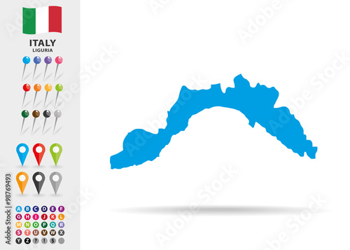 Map of Liguria in Italy