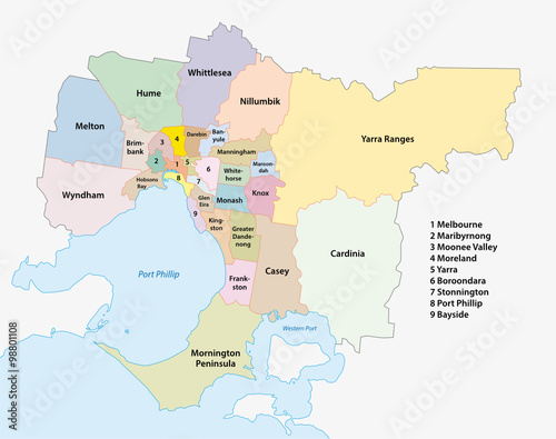Melbourne Metro Area administrative Map
