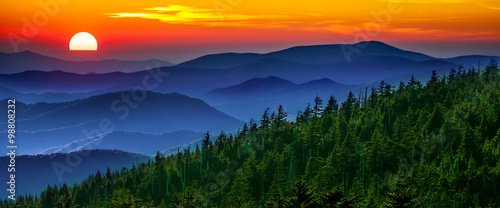 Smoky mountain sunset