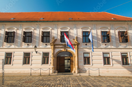 Palace of Croatian Government on St Mark's Square, entrance, facade details