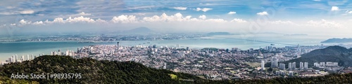 Aerial panorama cityscape of Georgetown, capital of Penang state