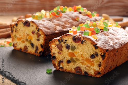 Easter fruitcake on the stone background