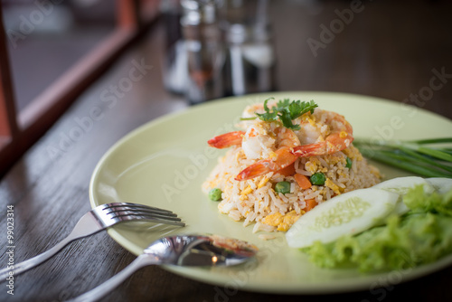 shrimp fried rice on the dish