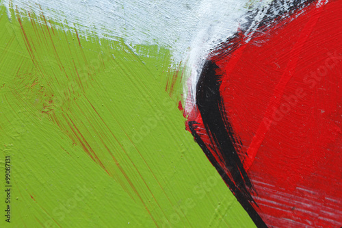 Brushstroke - black, green, white and red acrylic paint on me