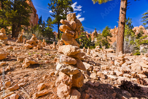 bryce canyon landscape and details of sandstone rock formations
