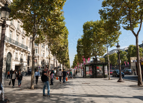 The Champs-Elysees the most famous avenue of Paris and is full of stores, cafes and restaurants. Paris France