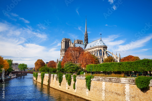 Notre Dame de Paris along the Seine river