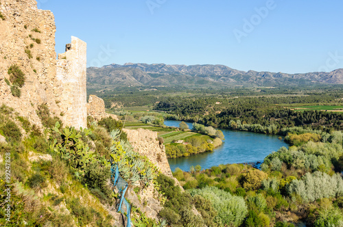 View of the Ebro River from the Miravet Castle, Spain