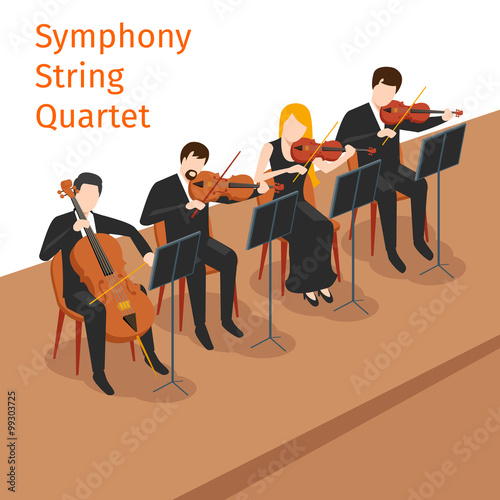 Symphonic orchestra string quartet vector background concept